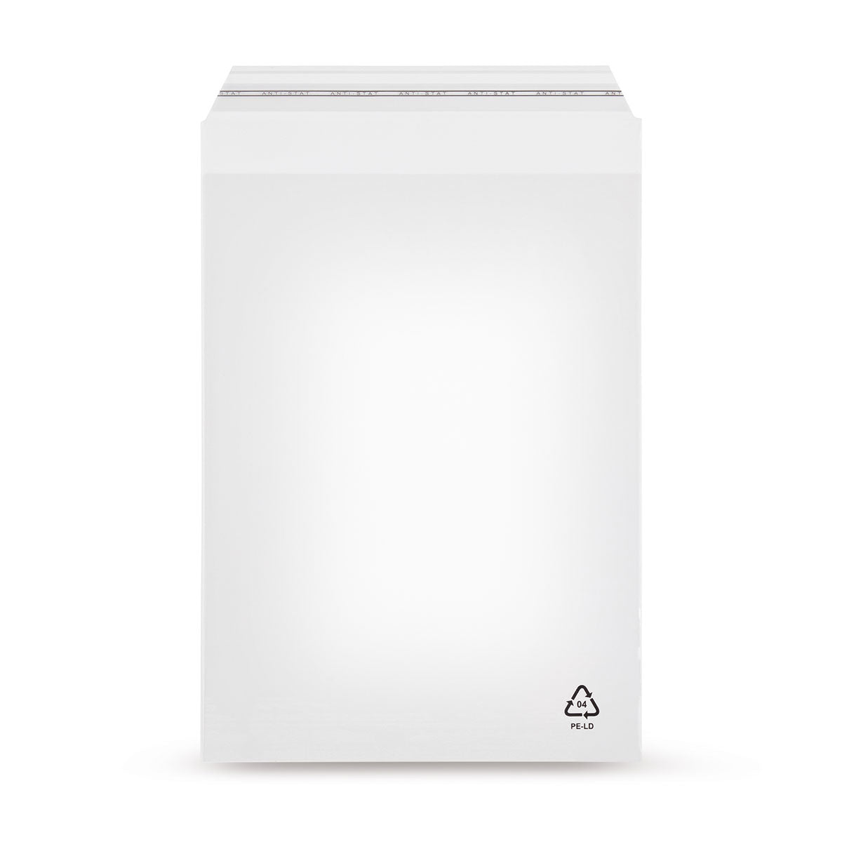 rLDPE adhesive closure bag with recycled content, slanted flap without air hole, 40 µm