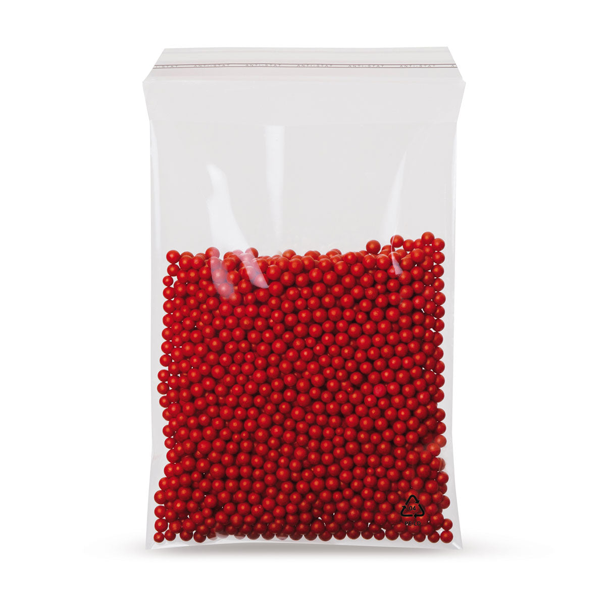 rLDPE adhesive closure bag with recycled content, slanted flap without air hole, 40 µm