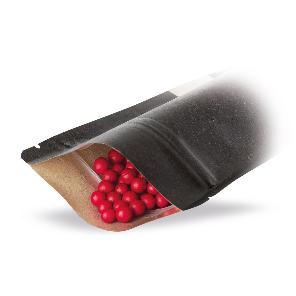 Stand-up pouch kraft paper black with window 4-WEB