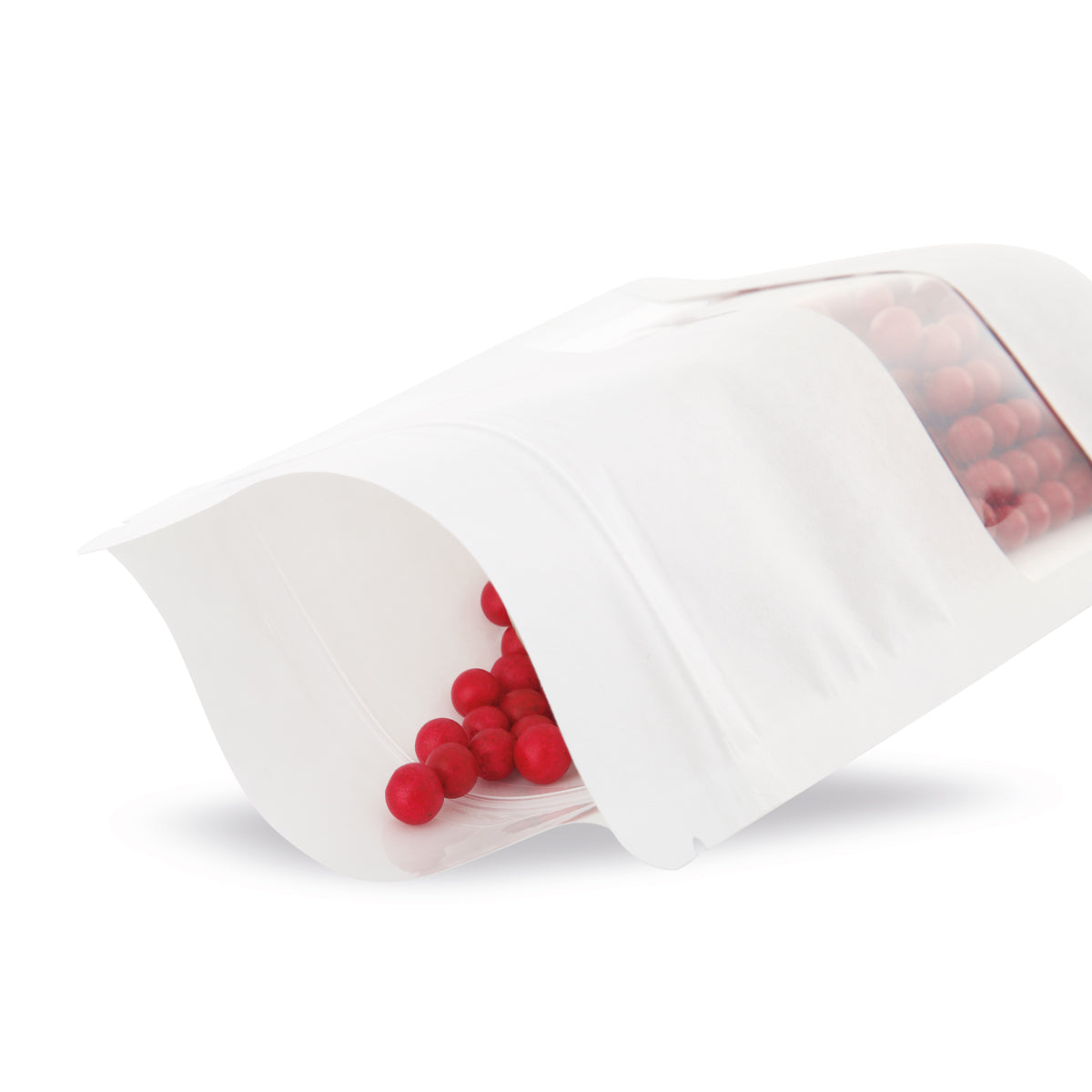 Stand-up pouch kraft paper white with window 4-WEB