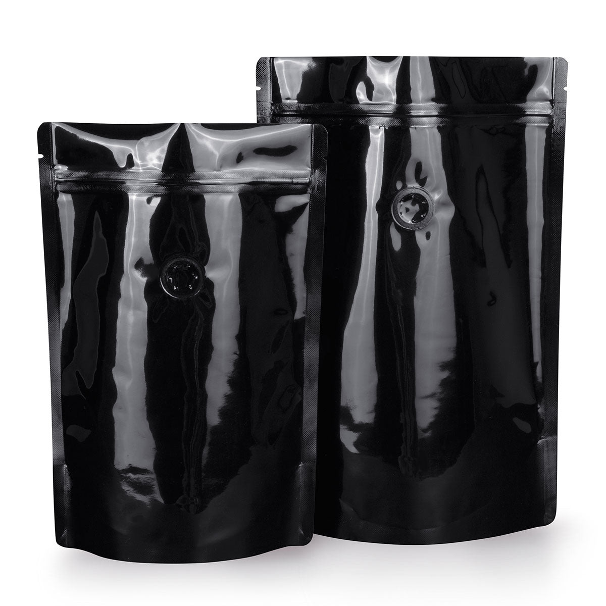 Stand-up pouches, black with aroma protection valve, detail 6